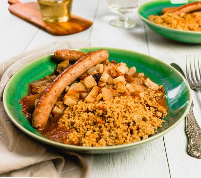 Couscous d'hiver aux saucisses de veau