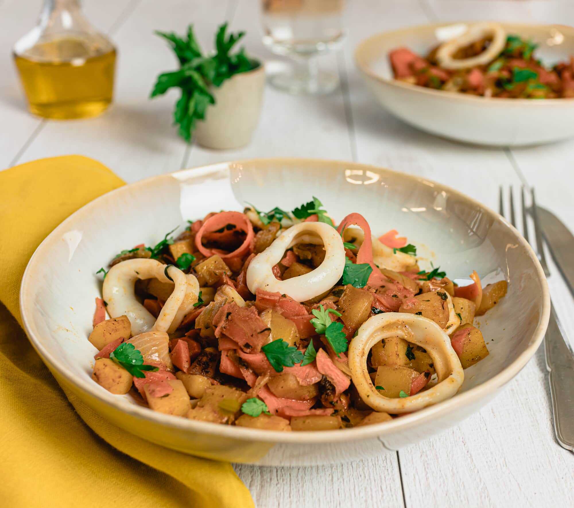 Poêlée d'encornets aux légumes